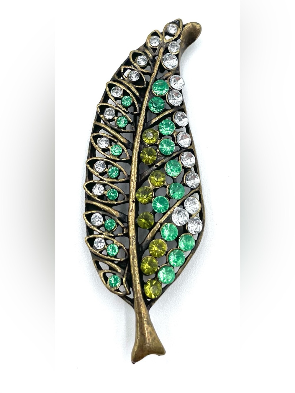Vintage Green Rhinestone Brooch